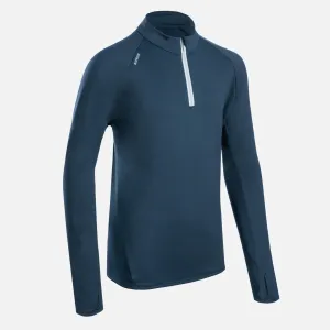 Children's Long Sleeve 1/2 Zip Running Shirt - Warm Navy KIPRUN dark blue