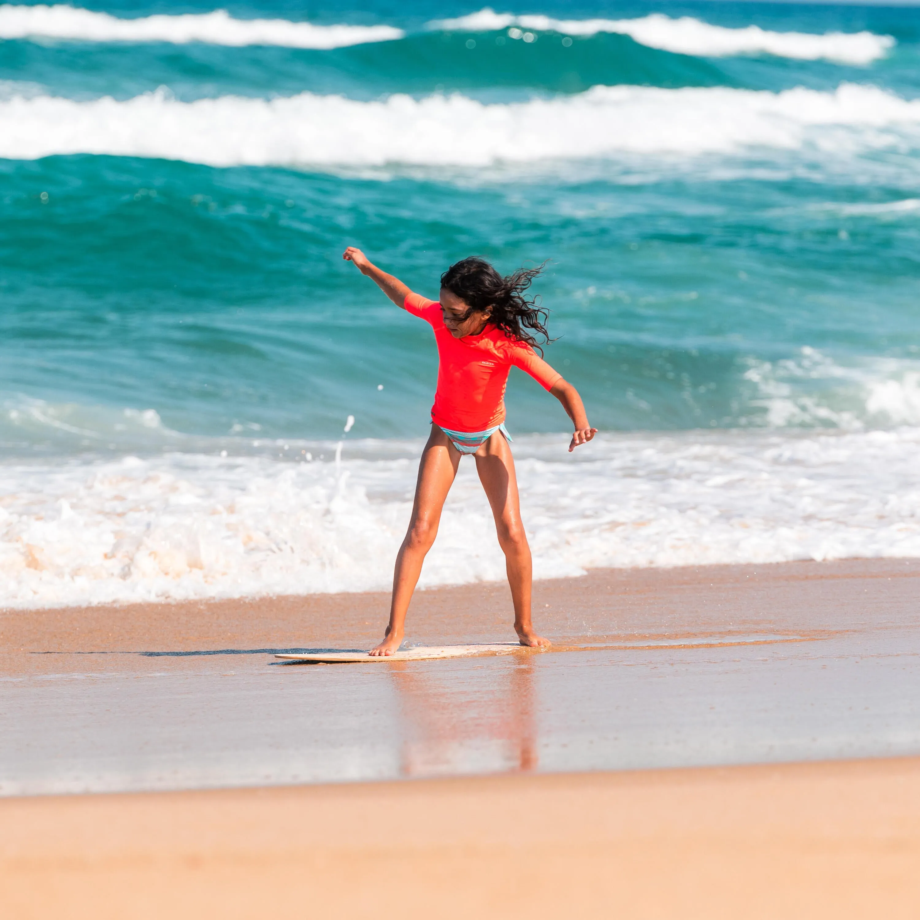 Children's wooden skimboard 100 red RADBUG