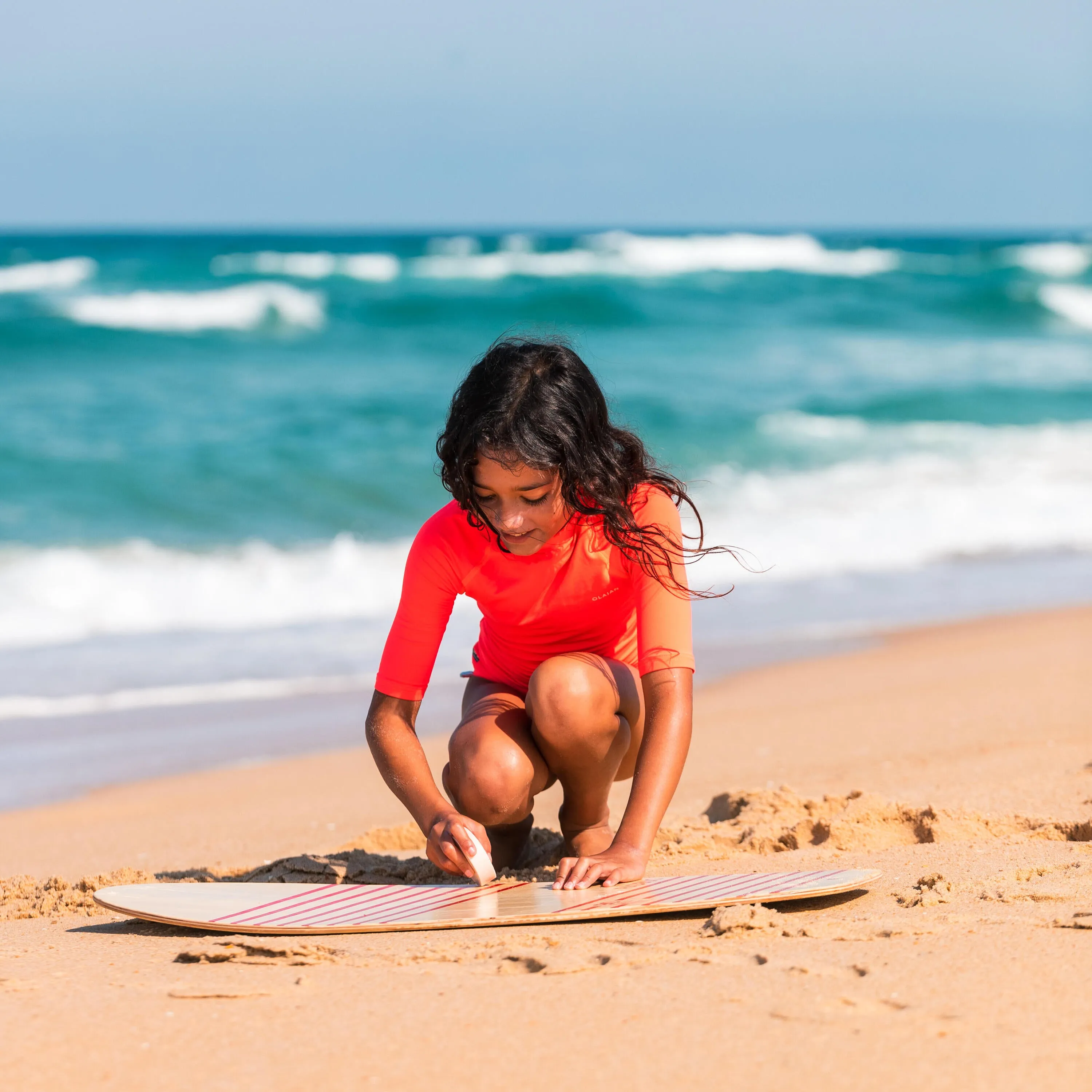 Children's wooden skimboard 100 red RADBUG