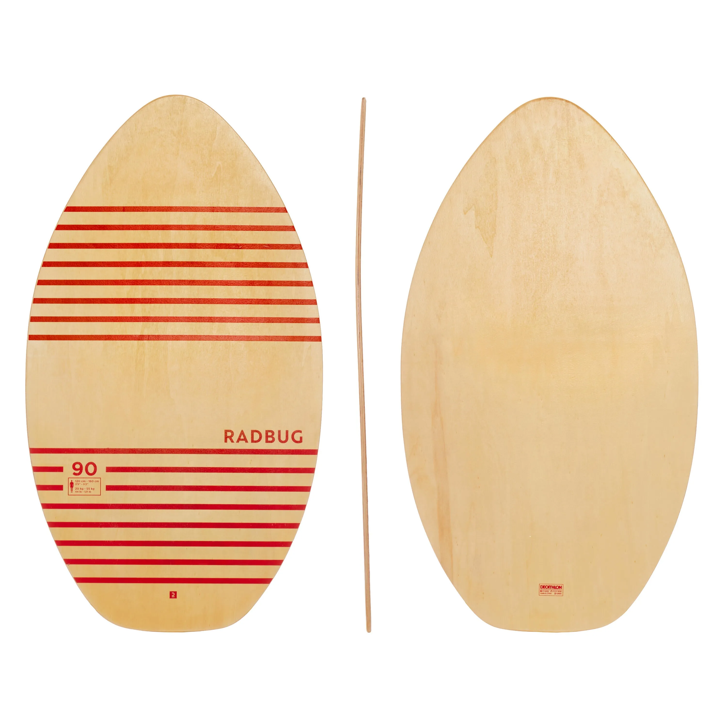 Children's wooden skimboard 100 red RADBUG