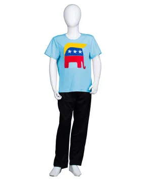 Child's Elephant President Hair Style T-shirt  |  Lt. Blue Cosplay Costume