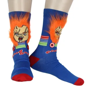 Child's Play Chucky Doll Fuzzy Hair Costume Character Design Men's Crew Socks