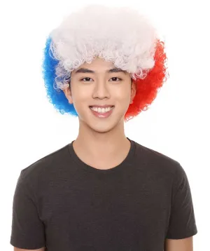 Chile Sport Afro Fun Wig | Super Size Blue White Red Wig