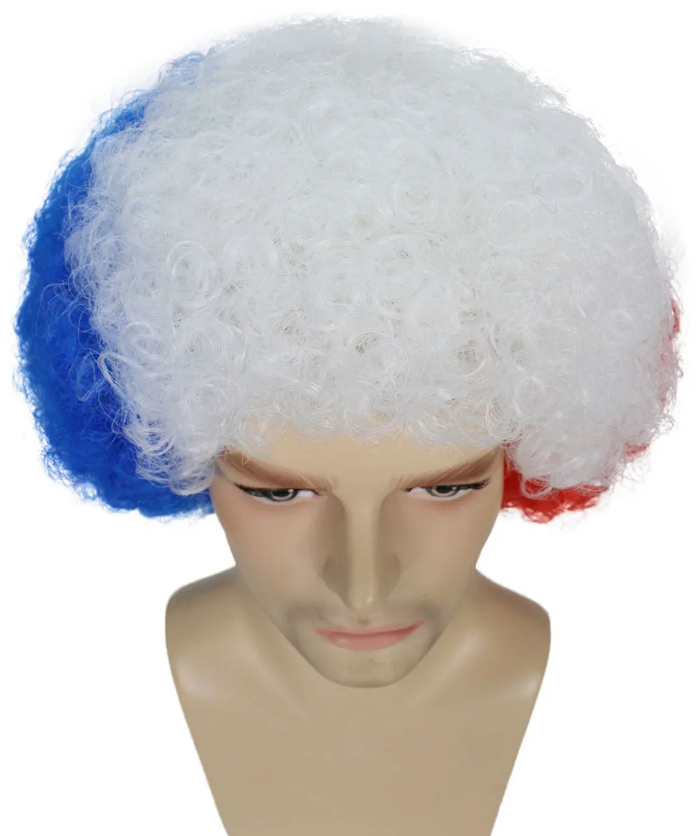 Chile Sport Afro Fun Wig | Super Size Blue White Red Wig