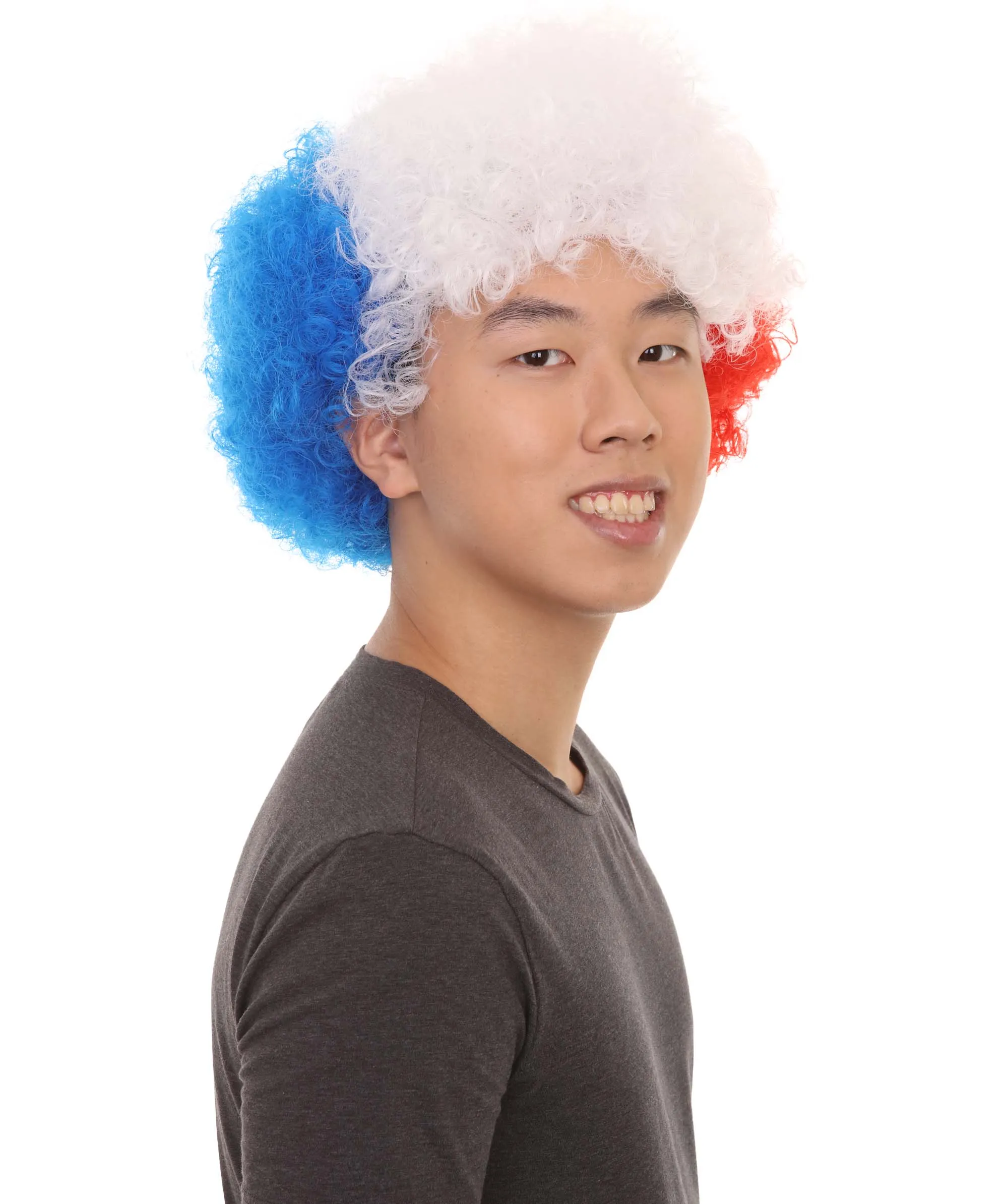 Chile Sport Afro Fun Wig | Super Size Blue White Red Wig