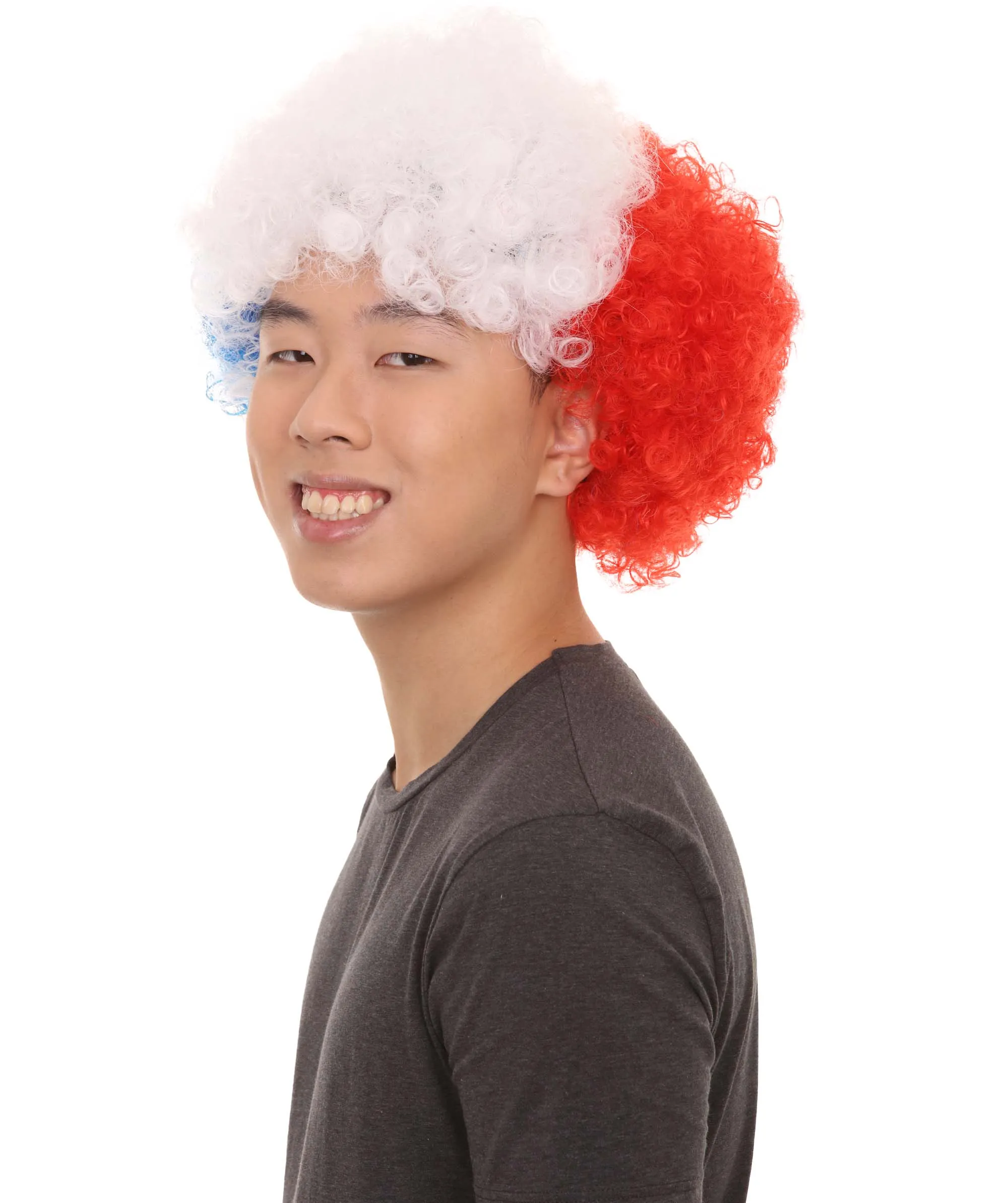 Chile Sport Afro Fun Wig | Super Size Blue White Red Wig