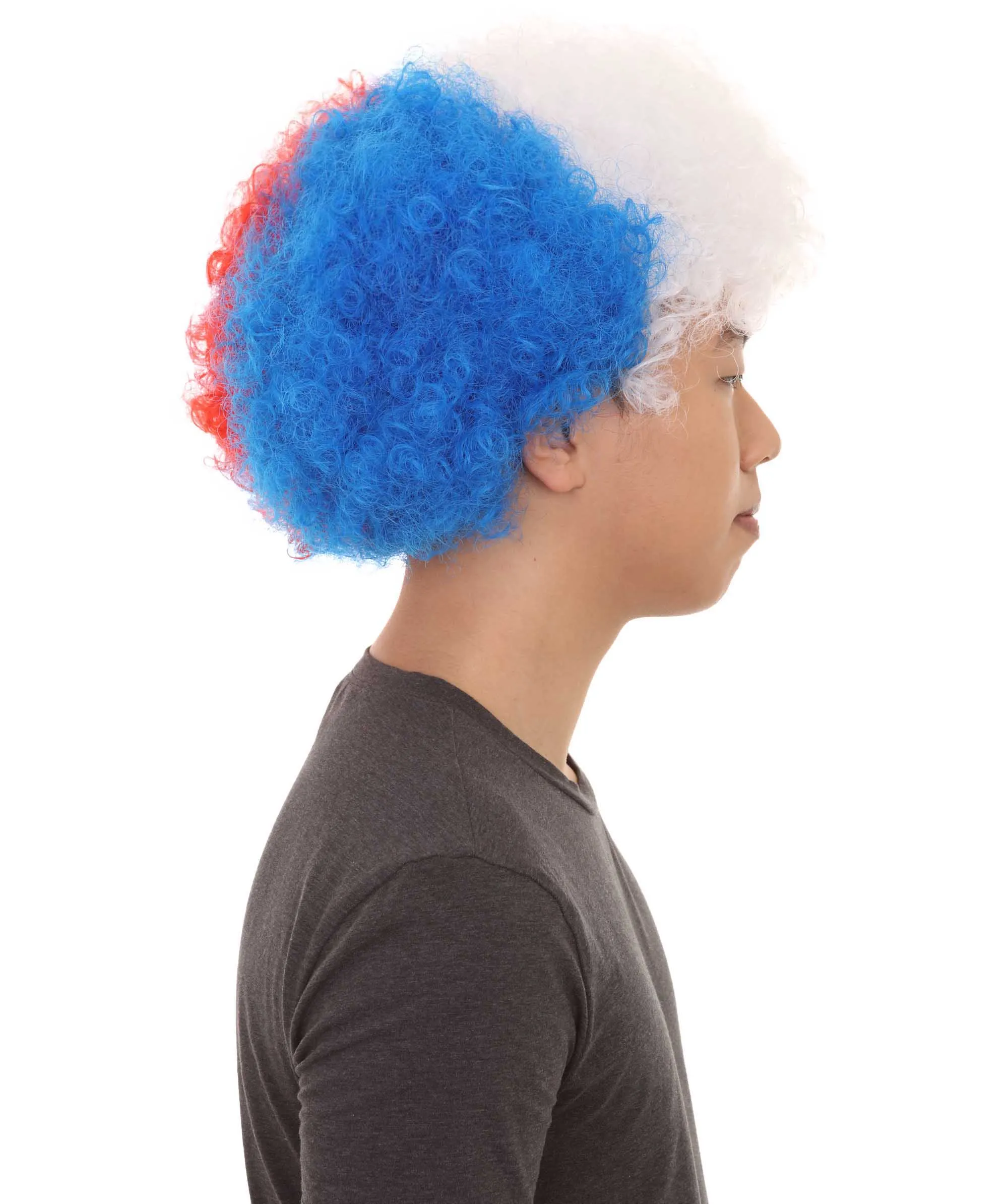 Chile Sport Afro Fun Wig | Super Size Blue White Red Wig