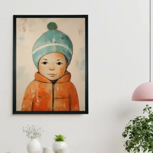 Chilled Dreams: Sowpeace's Premium Abstract Winter Boy Canvas – Handcrafted Indian-Inspired Art for Stylish Winter Home Interiors