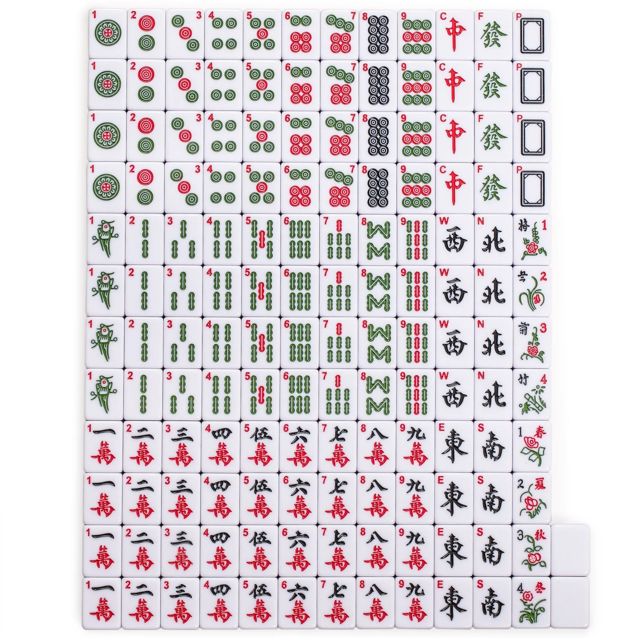 Chinese Mahjong Set, "Bamboo Oasis" with 146 Small Tiles, Red Vinyl Case, Wind Indicator and Dice - for Chinese Style Gameplay Only