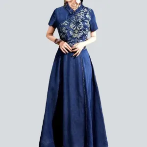 Chinese style boho jeans dress