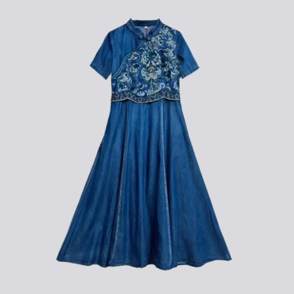 Chinese style boho jeans dress