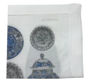 CHINOIS CERAMIC MING BLUE 22"X22" HEMSTITCH DINNER NAPKIN, SET OF 4