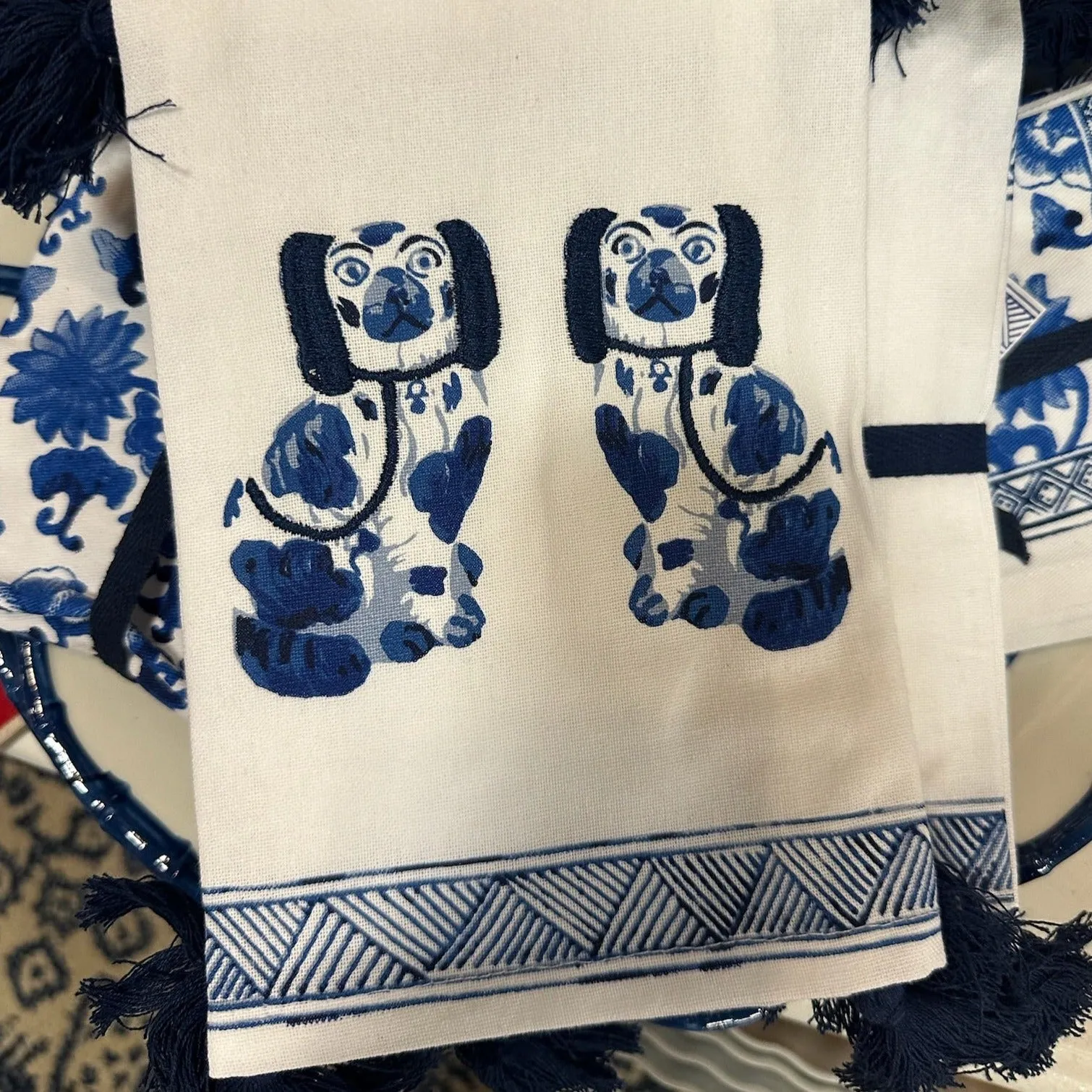 Chinoiserie Blue and White Towels