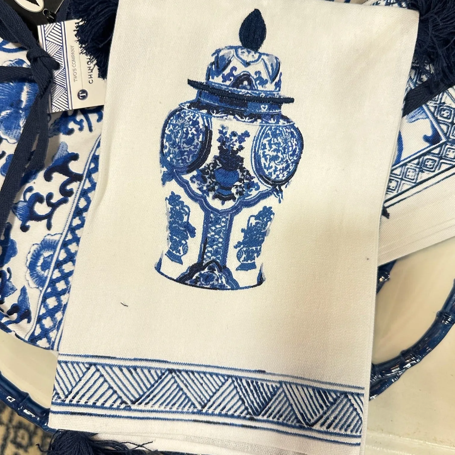 Chinoiserie Blue and White Towels