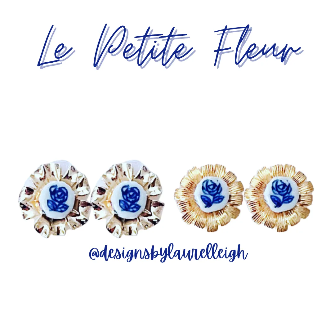 Chinoiserie Petite Fleur Gold Studs