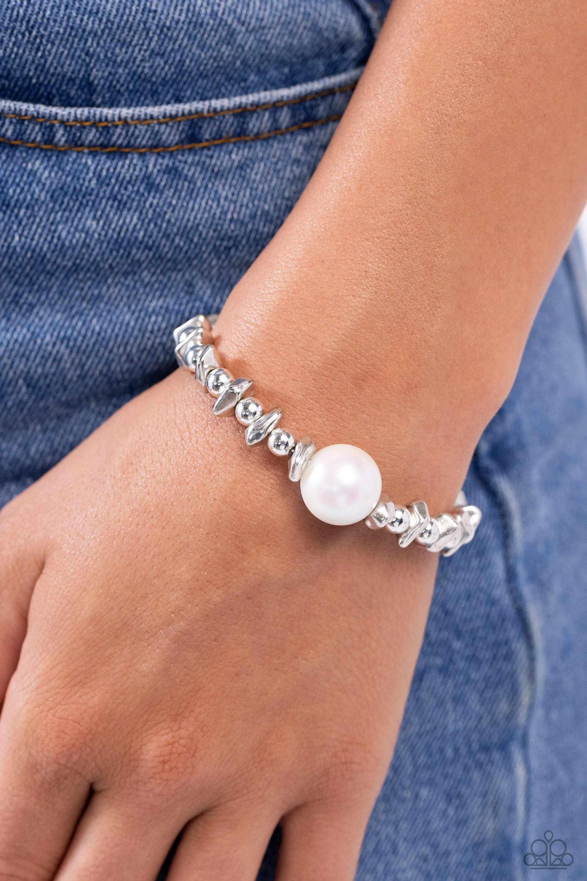 Chiseled Class - White Bracelet - Paparazzi Accessories