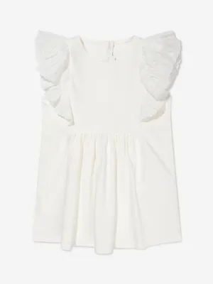 Chloé Baby Girls Organic Cotton Embroidered Dress in Ivory