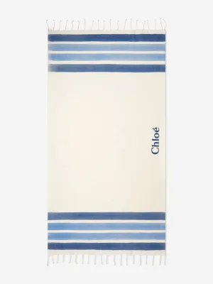 Chloé Girls Striped Beach Towel in Ivory