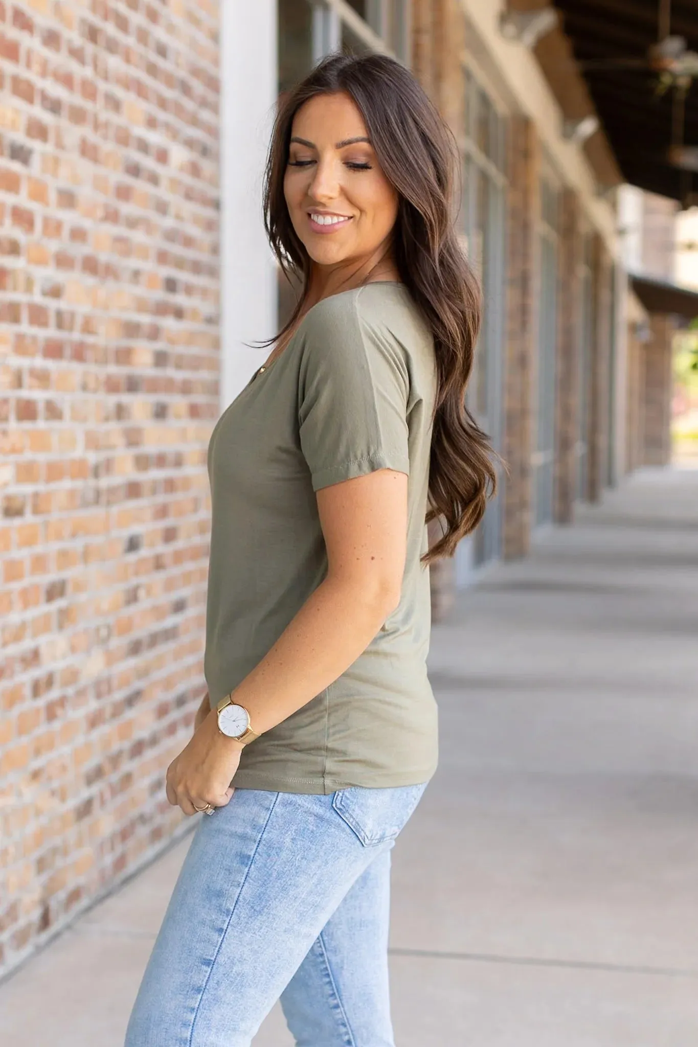 Chloe Cozy Tee - Olive by Michelle Mae