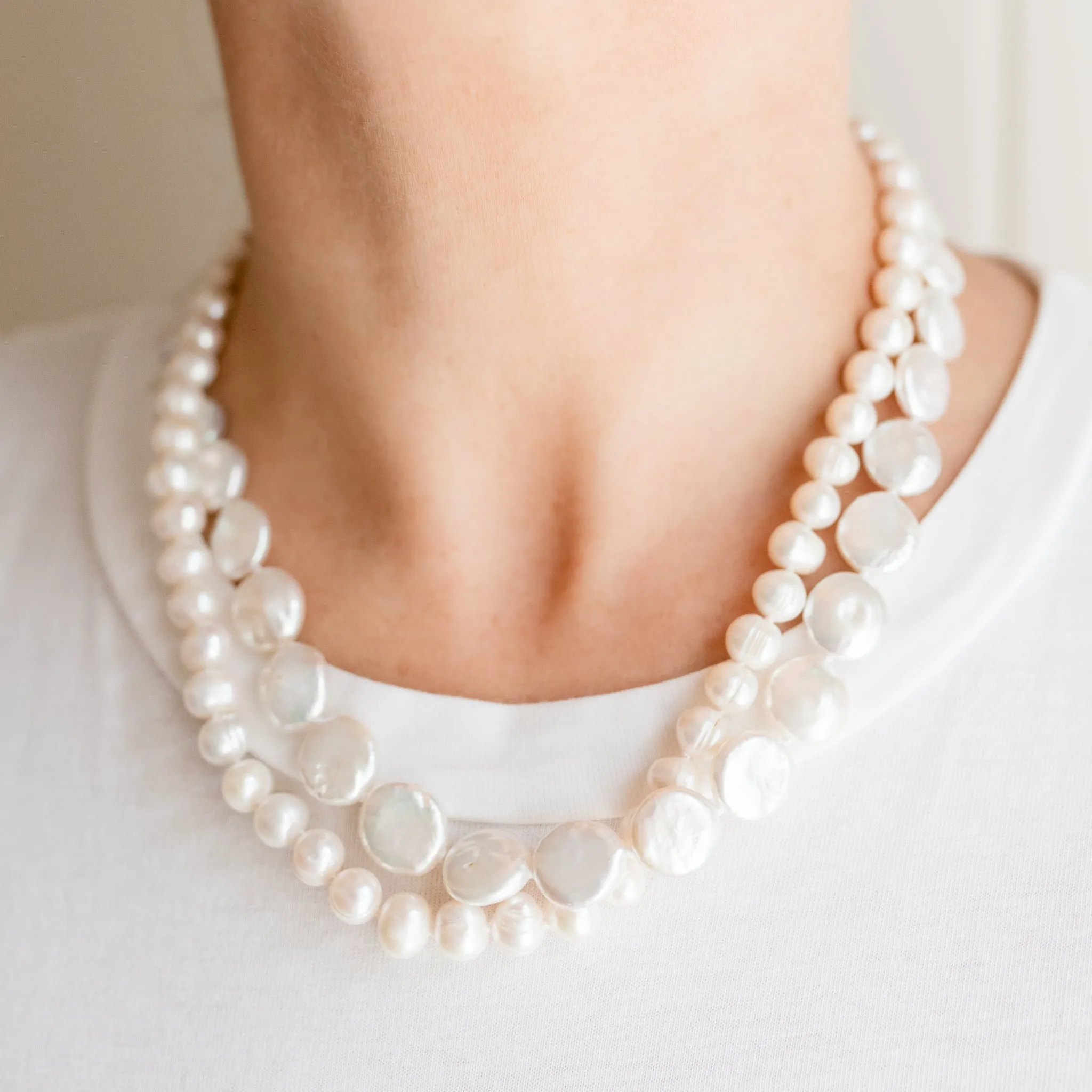 Chloe Pearl Necklace | Double Strand Freshwater Pearl Necklace | By Pearly Girls