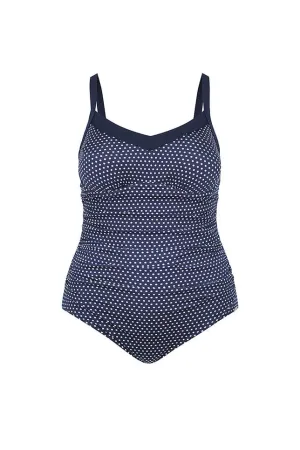 Chlorine Resistant Navy & White Dots Underwire One Piece