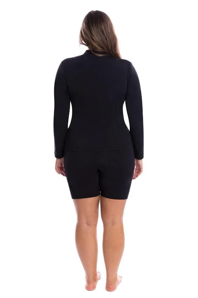 Chlorine Resistant Plain Black Long Sleeve Rash Vest