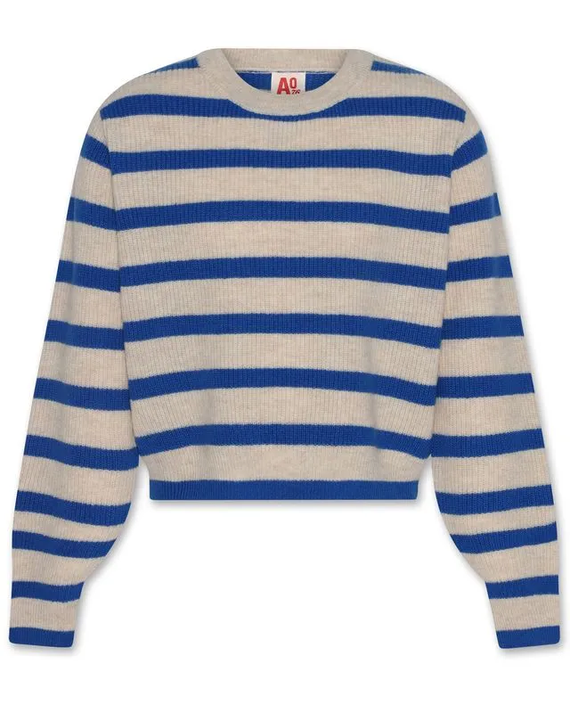 choc striped c-neck - bright blue