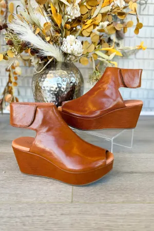 Chocolat Blu White Brown Leather Open Toe Wedge