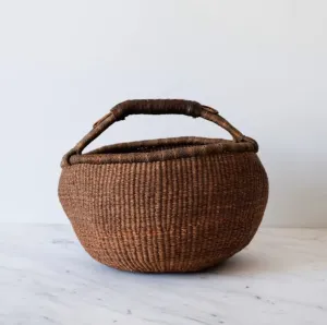 Chocolate Bolga Basket with Brown Leather Handle