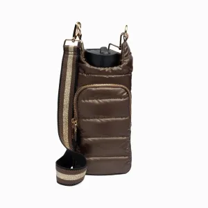 Chocolate Brown Shiny HydroBag with Brown and Gold Strap