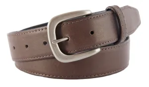 Chocolate Brown Smooth Leather Belt, Hudson Buckle (Brushed Silver)