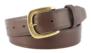 Chocolate Brown Smooth Leather Belt, Hudson Buckle (Gold)