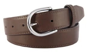 Chocolate Brown Smooth Leather Belt, Soho Buckle (Shiny Silver)