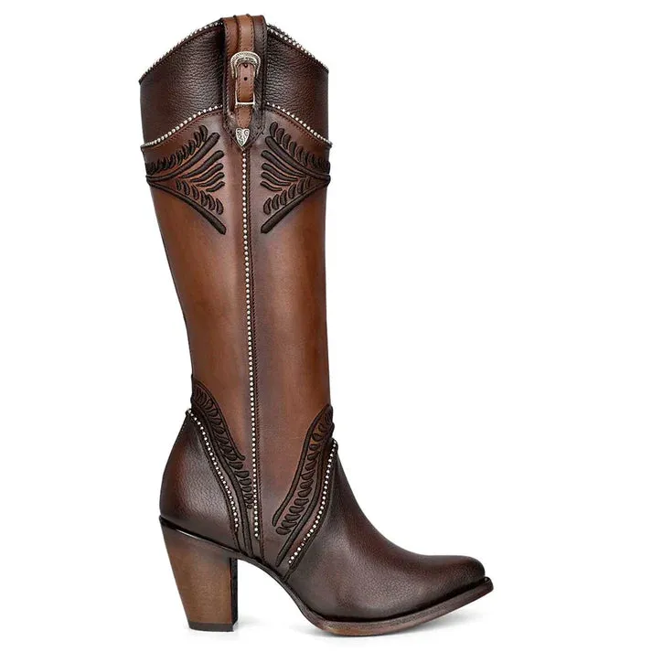 Chocolate Embroidered Tall Boot