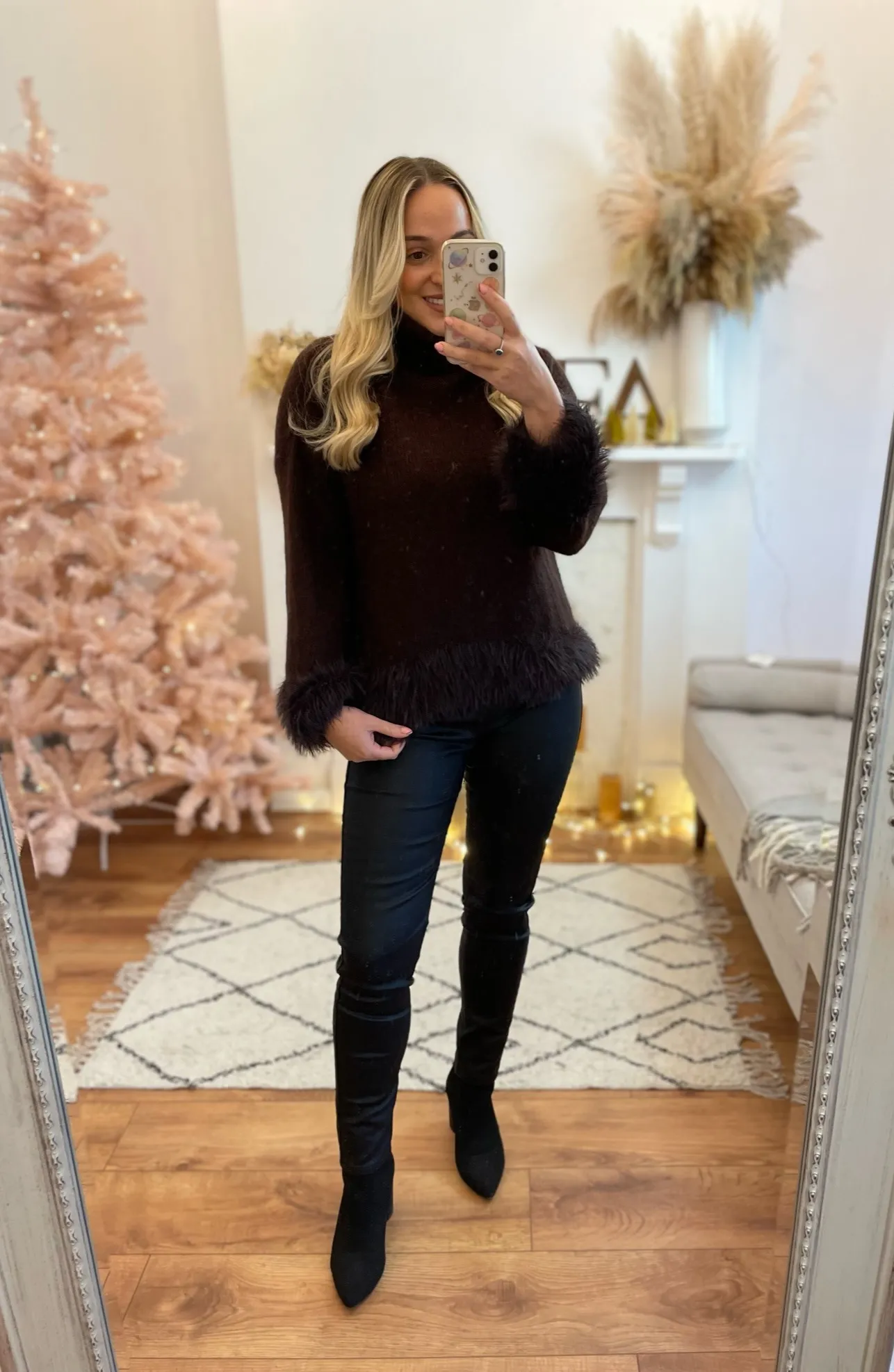 Chocolate Livvy Fluffy Edge Luxe Jumper