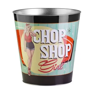 Chop Shop Girl Decorative Metal Trash Bin Waste Basket - 11.25" x 10.5"