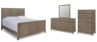 Chrestner King Panel Bed with Mirrored Dresser and Chest