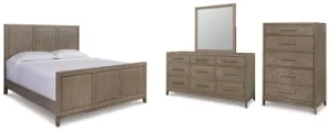 Chrestner Queen Panel Bed with Mirrored Dresser and Chest