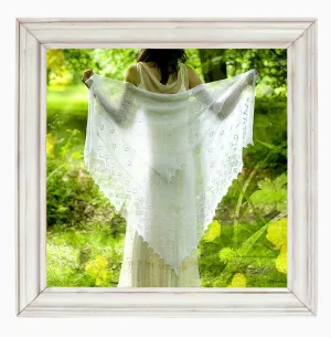 Christening Shawl ‘Heaven’ Ivory wool