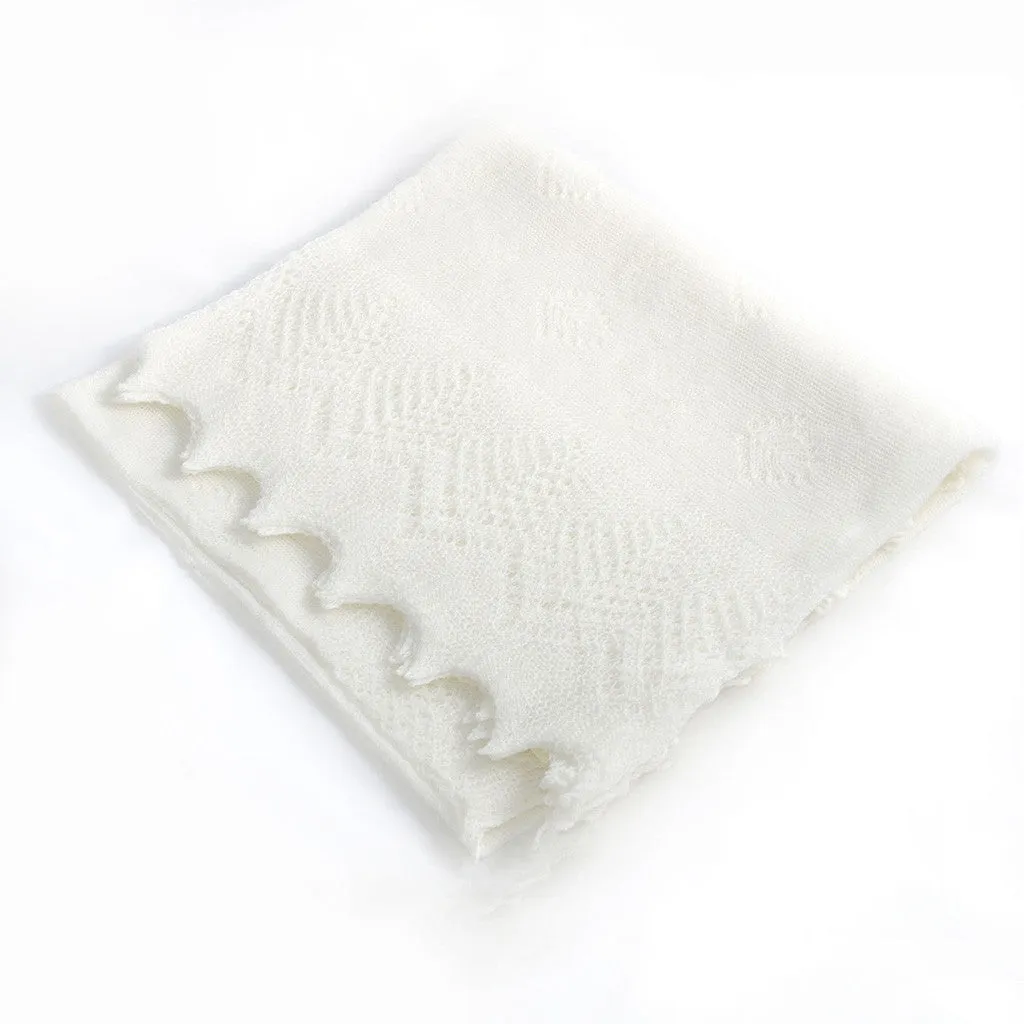 Christening Shawl ‘Heaven’ Ivory wool