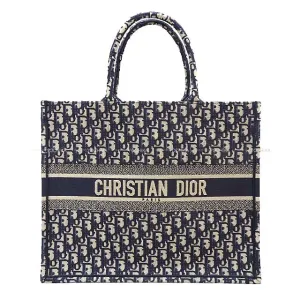 Christian Dior tote bag Book tote Large Navy Dior Oblique Embroidery M1296ZRIW_M828[BRAND NEW][Authentic]