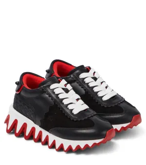 Christian Louboutin Leather and Suede Mini Shark Sneakers, Black