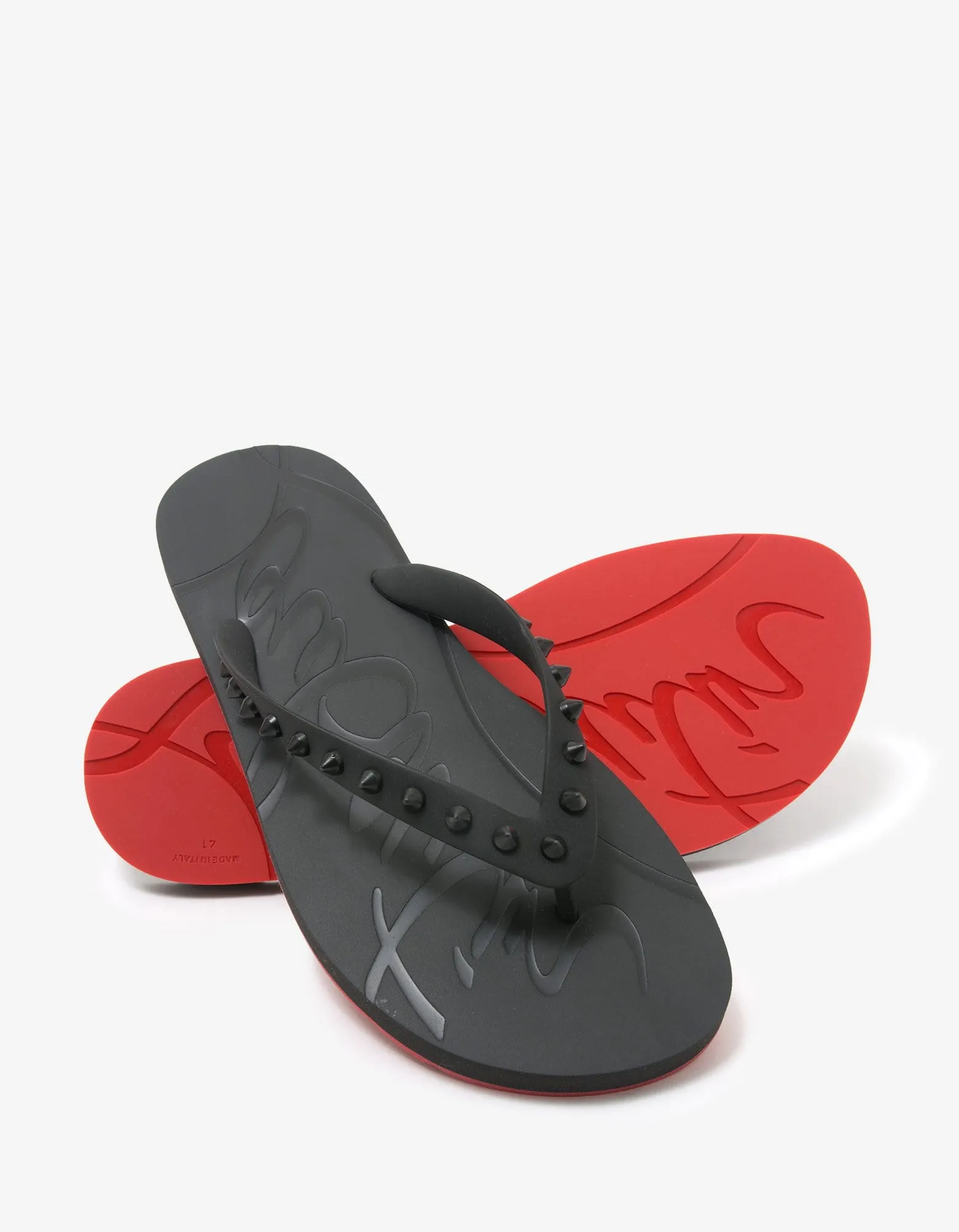 Christian Louboutin Loubi Flip Black Sandals -