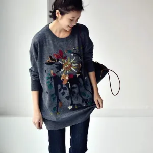 Christina Embroidered Cartoon Sweater