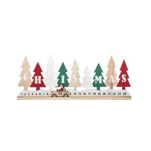 Christmas Calendar Wood Red/Green/White 44cm