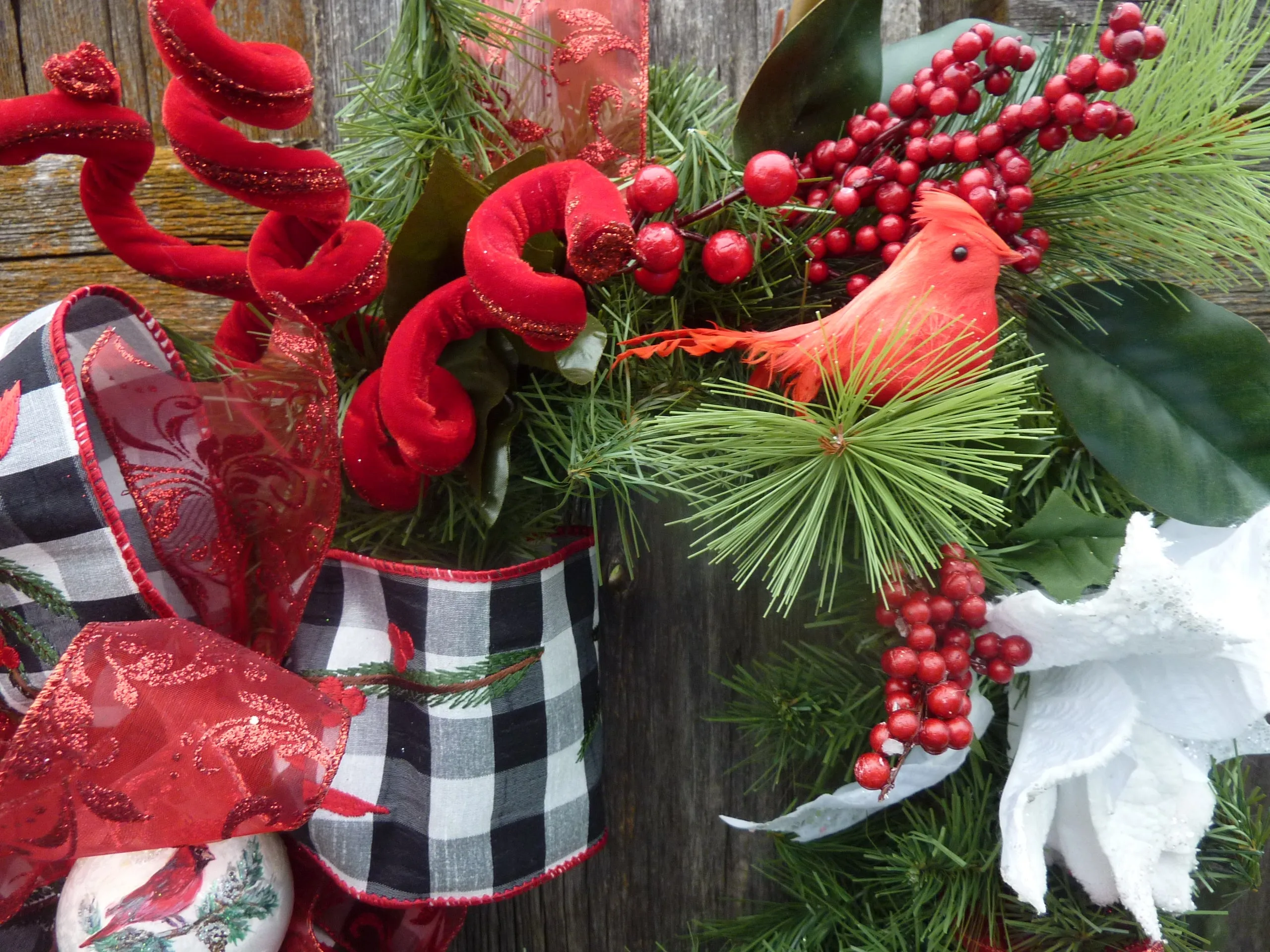 Christmas Cardinal wreath, Christmas Decorations, Wreaths for the front door, Farmhouse wreath