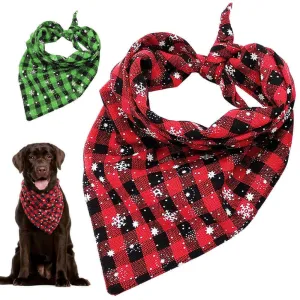 Christmas Dog Bandana Plaid Dogs Bibs Large Pet