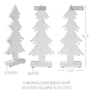 Christmas Evergreens White Wooden Figurine 16.5x7.25x2.5