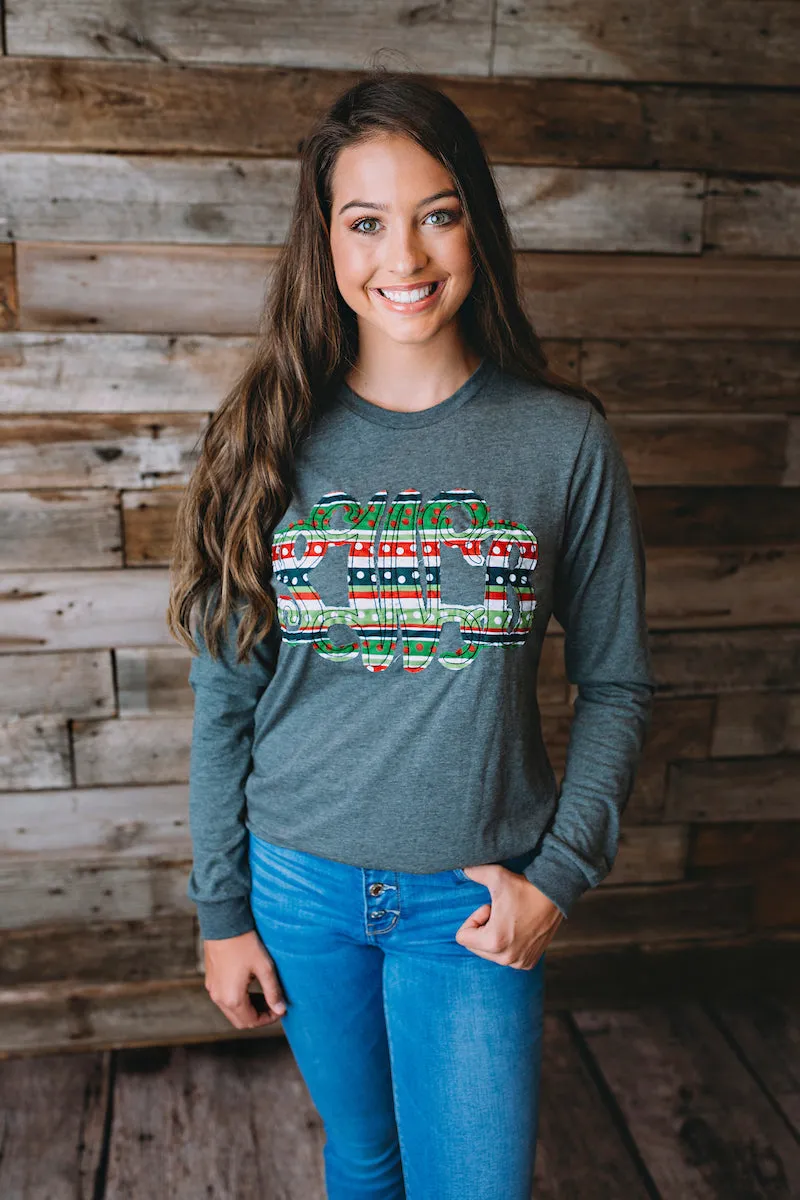 Christmas Fabric Monogrammed Shirt