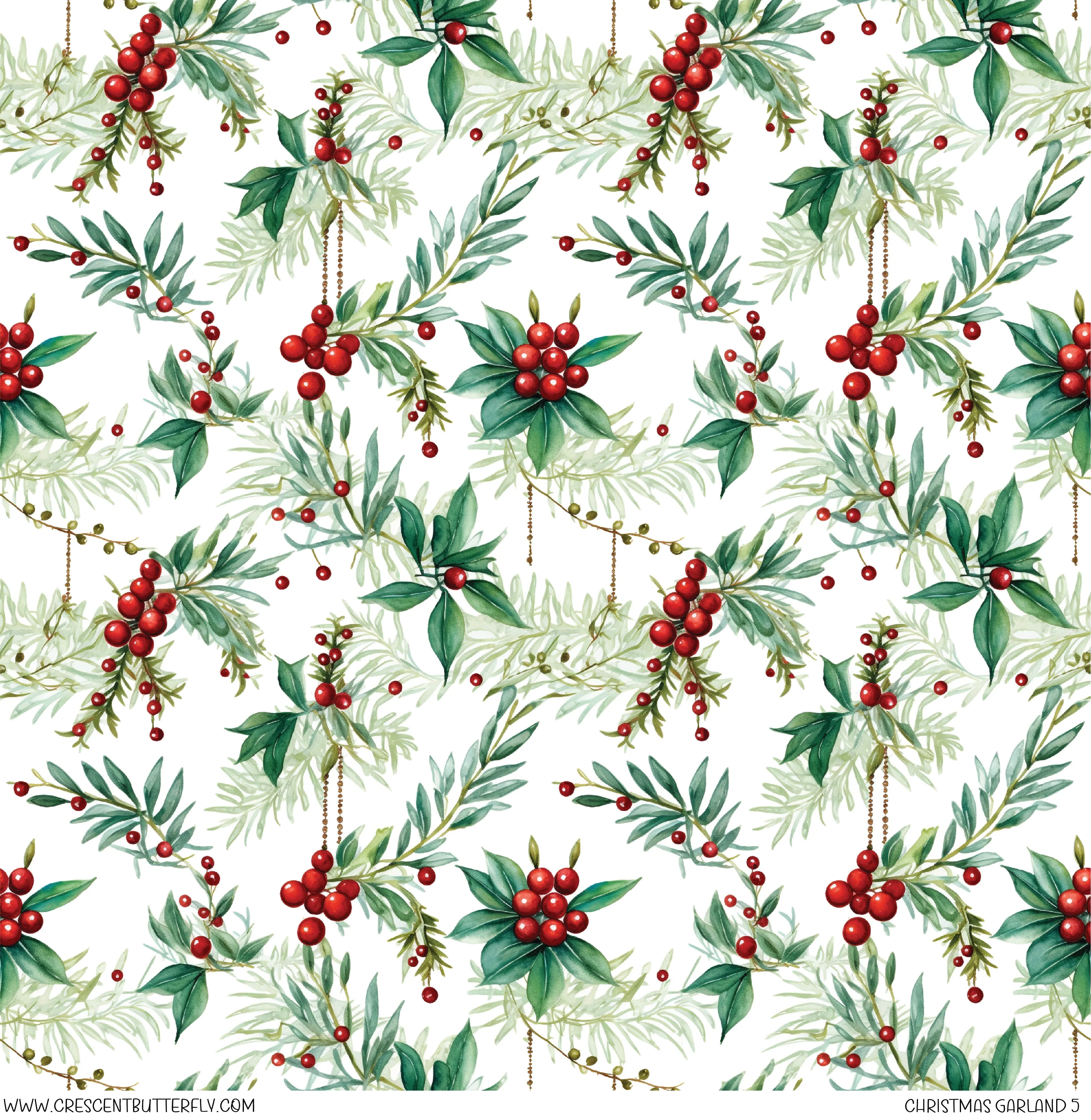 Christmas Garland 5 Printed Vinyl Sheet/Wrap